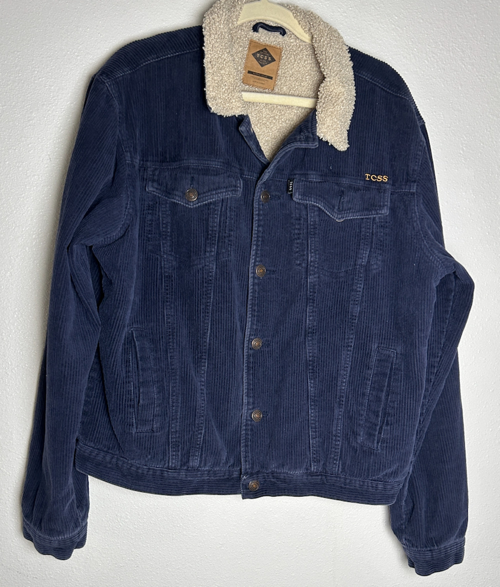 Critical Slide Society TCSS Blue Corduroy Shearling Lined Jacket Size XL